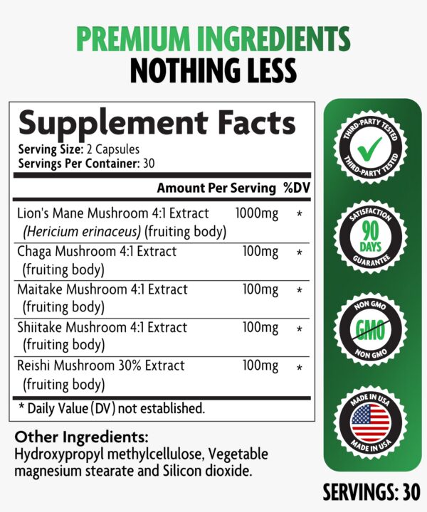 Extractos hongos adaptogénicos lion's mane chaga maitake