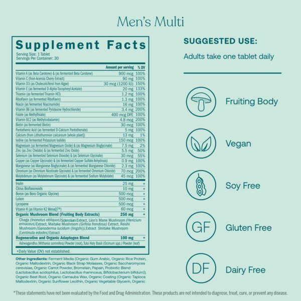 Extractos de hongos orgánicos en multivitaminas True Grace