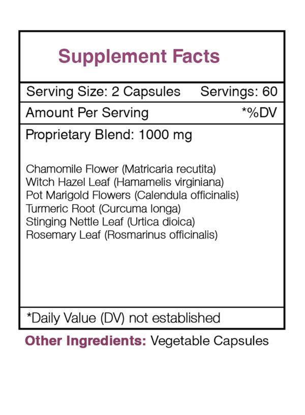 Extractos naturales manzanilla, cúrcuma y ortiga en cápsulas