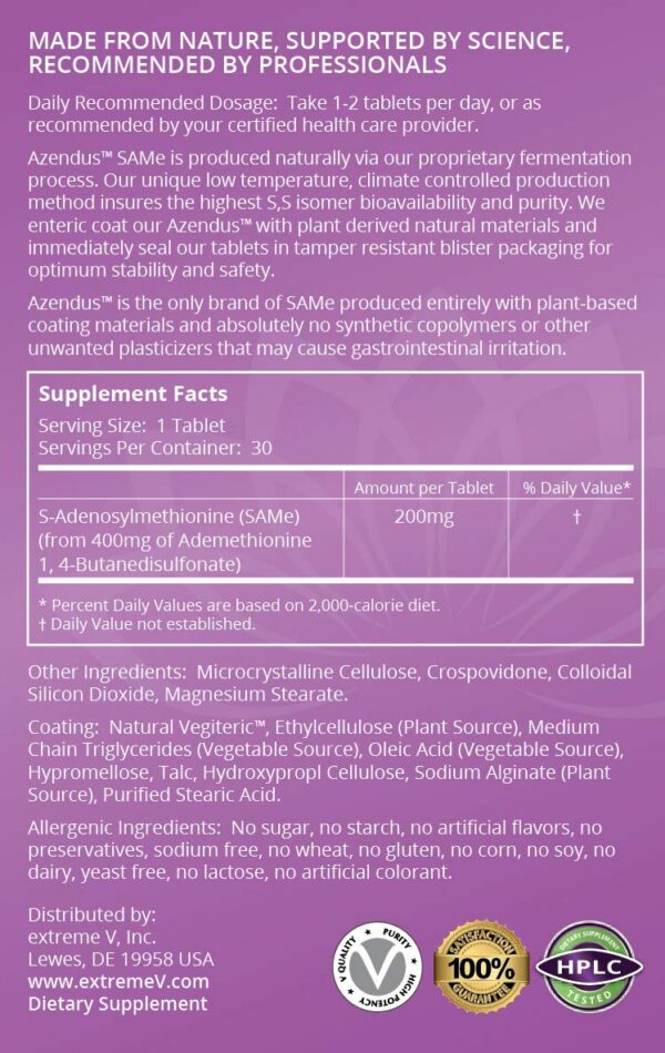 extreme V SAM-e tabletas recubiertas presentación lateral