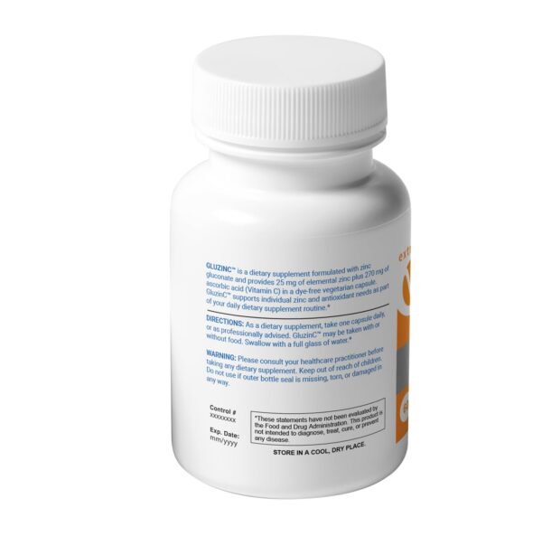 Etiqueta de zinc y vitamina C en frasco