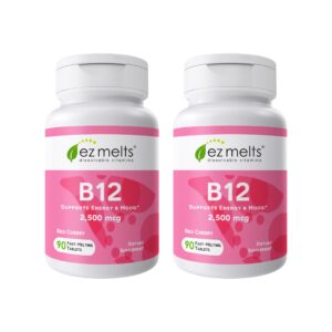 Etiqueta frontal EZ Melts B12 Sublingual 2,500 mcg