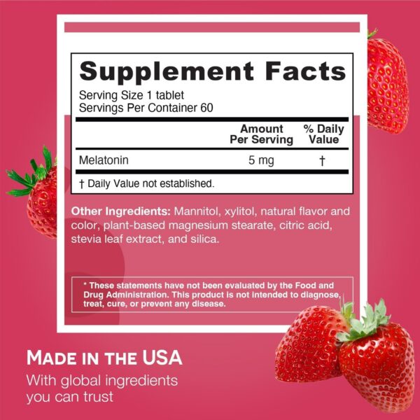 Etiqueta de EZ Melts melatonina sabor fresa
