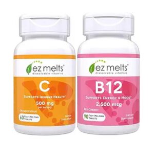 EZ Melts Vitamin C y B12 Sublingual frente de etiqueta