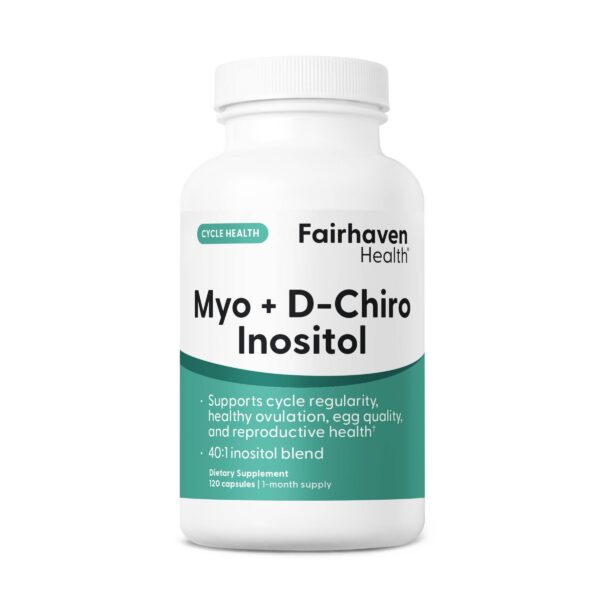 Frontal del suplemento Fairhaven Health Myo-Inositol y D-Chiro Inositol