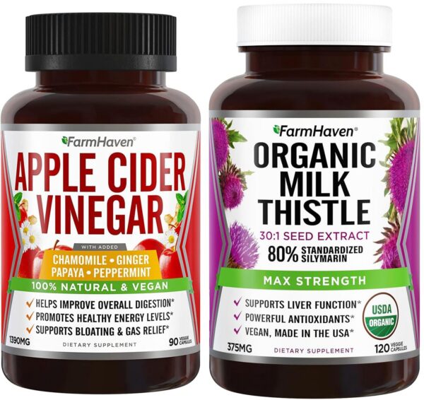 Cápsulas de cardo mariano y vinagre sidra de manzana FarmHaven