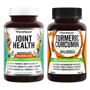 Frasco FarmHaven cúrcuma curcumina glucosamina condroitina