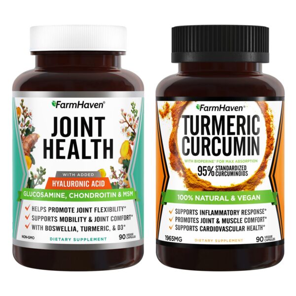 Frasco FarmHaven cúrcuma curcumina glucosamina condroitina