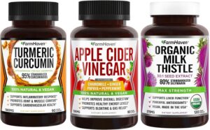 Frasco FarmHaven cúrcuma con pimienta negra y vinagre de sidra