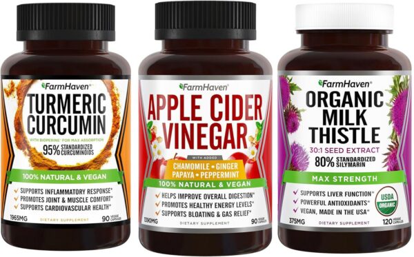 Version 1.0.0 Frasco FarmHaven cúrcuma con pimienta negra y vinagre de sidra