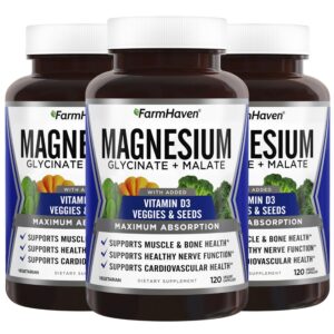 FarmHaven magnesio glicinato y malato frasco 360 cápsulas