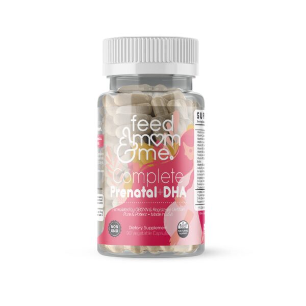 Version 1.0.0 Frente de la botella Feed Mom & Me Prenatal