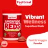 Version 1.0.0 Feel Great Superfood Reds en envase mostrando calidad orgánica
