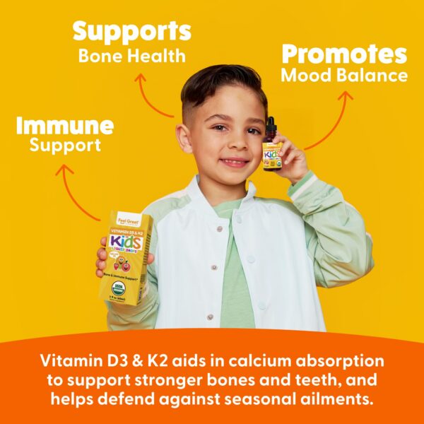 Vista lateral frasco gotas Vitamina D3 K2 Feel Great