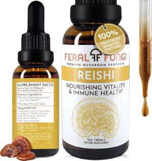 Frente de la botella tintura Reishi Feral Fungi