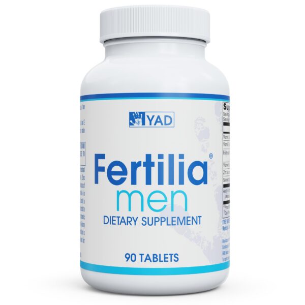 Fertilia Men frasco con tabletas y etiqueta