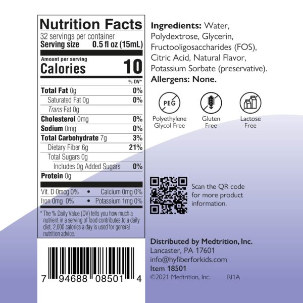 Presentación lateral Medtrition HyFiber fibra para niños