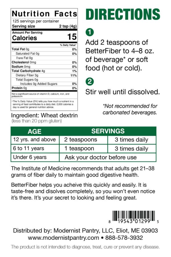 Fibra prebiótica BetterFiber para consumo diario sin sabor ni textura