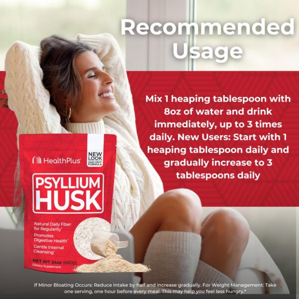Fibra de psyllium para detox y limpieza suave de intestinos Health Plus