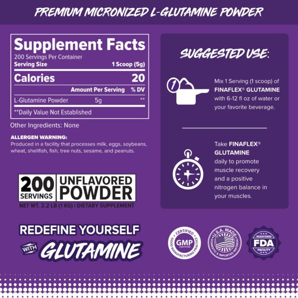 Etiqueta del frasco FINAFLEX Pure L-glutamine