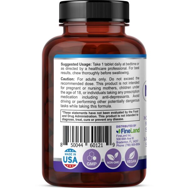 Etiqueta de ingredientes de melatonina