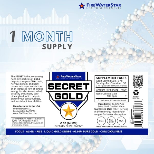 Version 1.0.0 Etiqueta frontal del producto oro coloidal