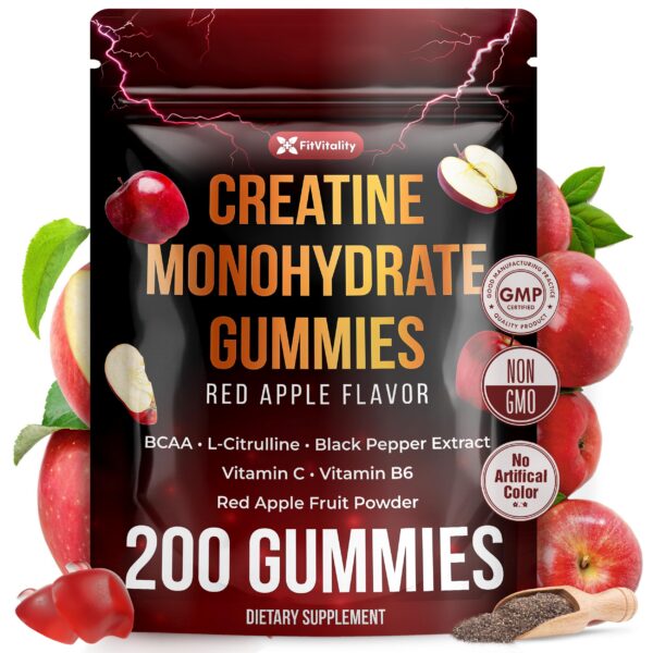 Frente del envase FitVitality Gomitas de Creatina