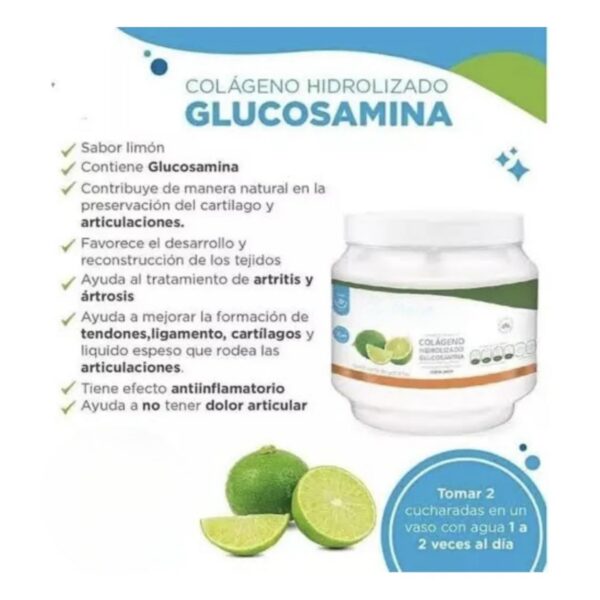 Etiqueta frontal del suplemento de colageno limon