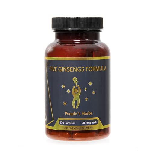 Five Ginsengs fórmula 100 cápsulas 500 mg People's Herbs