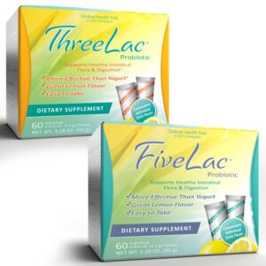 Version 1.0.0 FiveLac + Threelac probiótico en polvo sabor limón 60 sobres