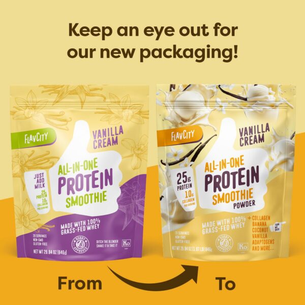 Etiqueta de batido de proteína FlavCity vainilla