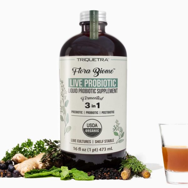 Flora Biome probiótico vivo orgánico 16 oz botella