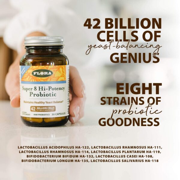 Flora Super 8 caja y cápsulas para salud digestiva