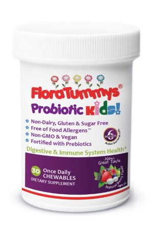 FloraTummys probióticos masticables niños sabor baya veganos
