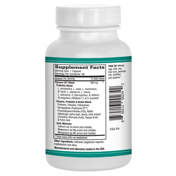 Etiqueta de ingredientes en caja Floracor