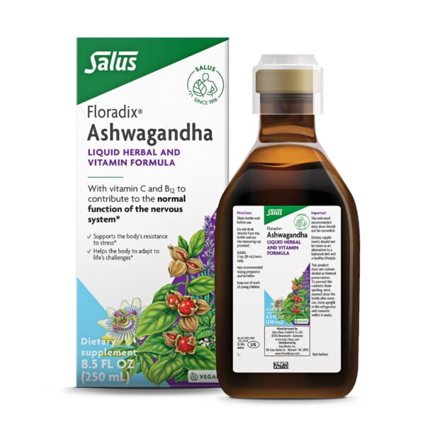 Floradix Ashwagandha suplemento líquido botella principal