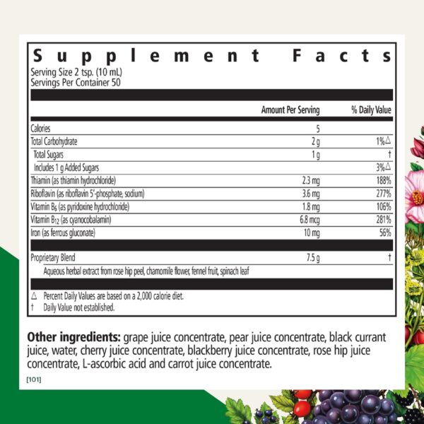 Floradix Floravital etiqueta y caja del suplemento de hierro