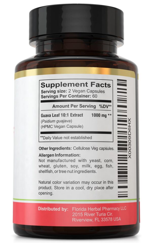 Cápsulas de extracto de hoja de guayaba