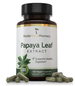 Frasco frontal Florida Herbal Pharmacy Papaya cápsulas