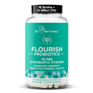 Frasco de Flourish probióticos para mujeres salud vaginal y digestiva