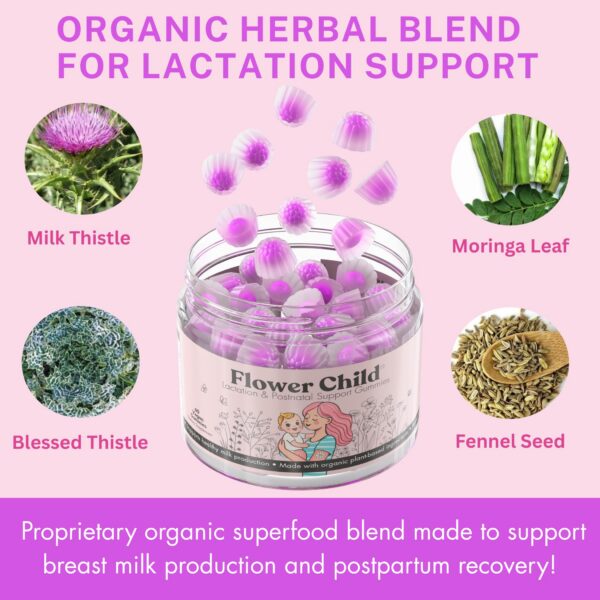 Frasco Flower Child lactancia con etiqueta