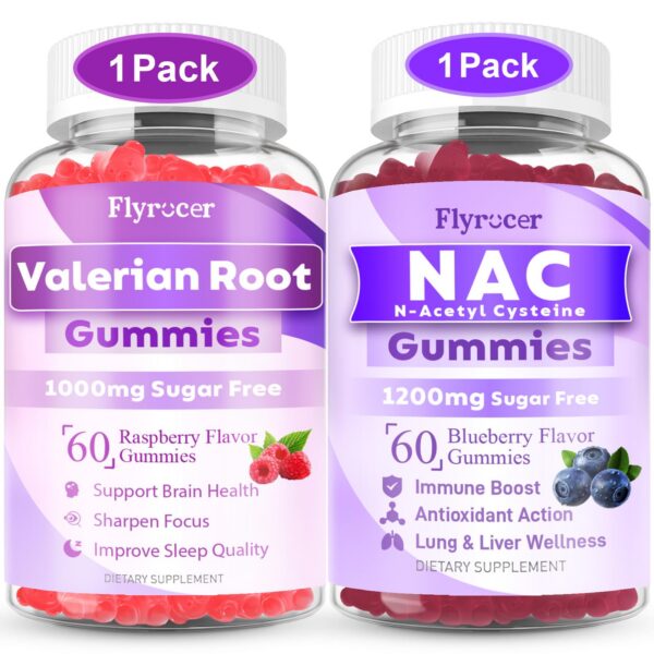 Paquete Flyrocer gomitas raíz de valeriana y NAC 2 paquetes