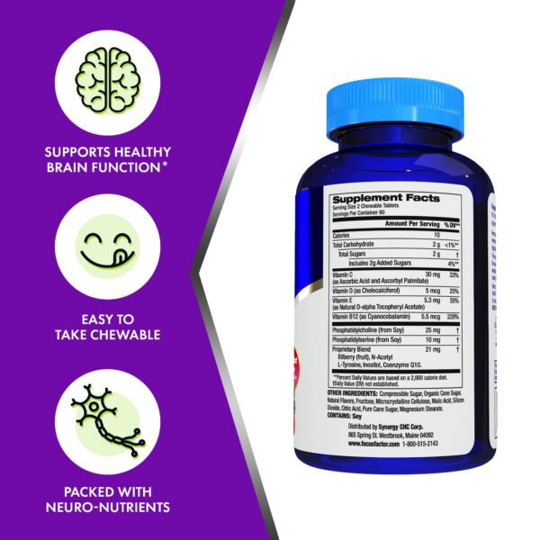 Focus Factor vitamina para niños presentación caja lateral