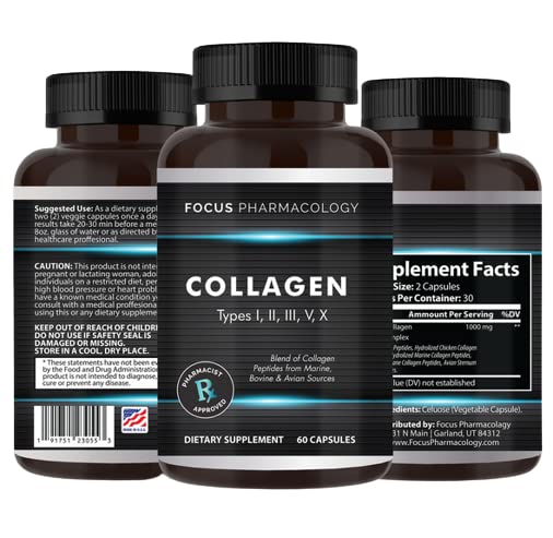 Frasco oscuro de Focus Pharmacology Colágeno