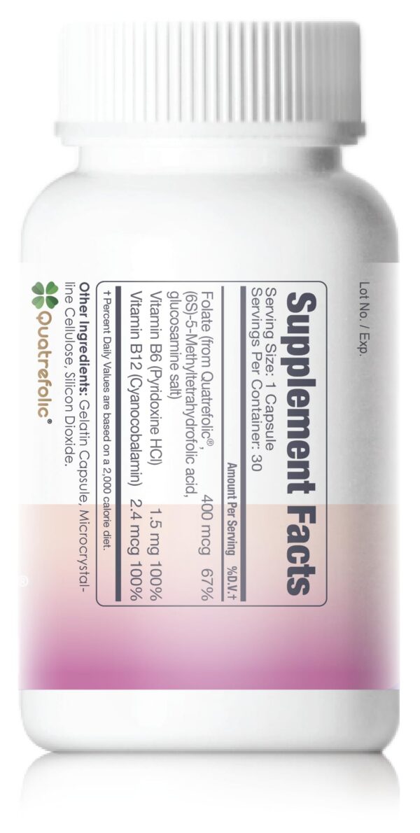 Etiqueta frontal de FOLATE con Quatrefolic