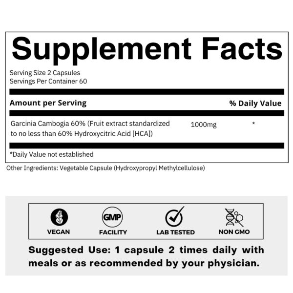 Version 1.0.0 Frasco y etiqueta del producto Garcinia Cambogia