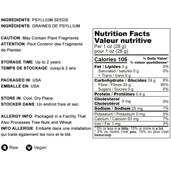 Cáscaras de psyllium en tarro transparente para keto y veganos