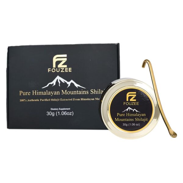 Version 1.0.0 Paquete de Shilajit puro FOUZEE con cuchara de acero inoxidable