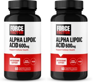 Frasco de Force Factor Alpha Lipoic Acid 600mg