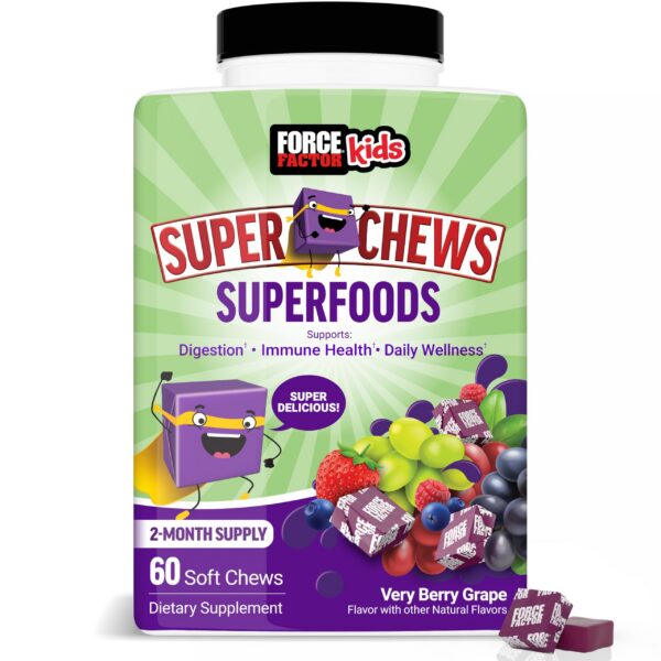 Version 1.0.0 Envase frontal de FORCE FACTOR Kids Superfood Super Chews